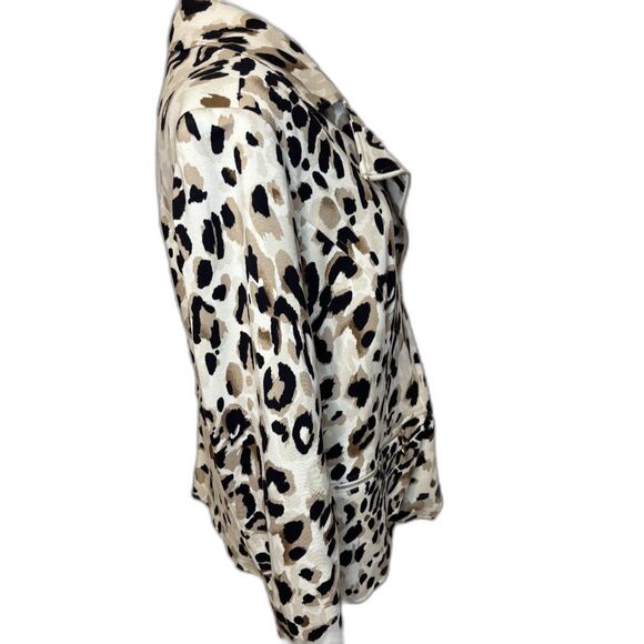 Chico's Animal Print Soft Stretch Ponte Knit Zip Moto Jacket Top - Picture 5 of 6